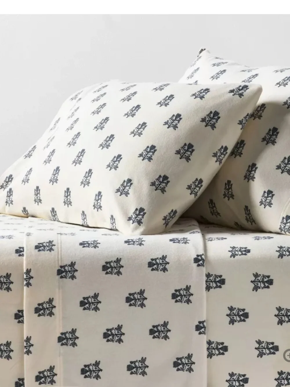 Threshold Ultra Soft Flannel Sheet Set FULL White & Blue/Gray NEW